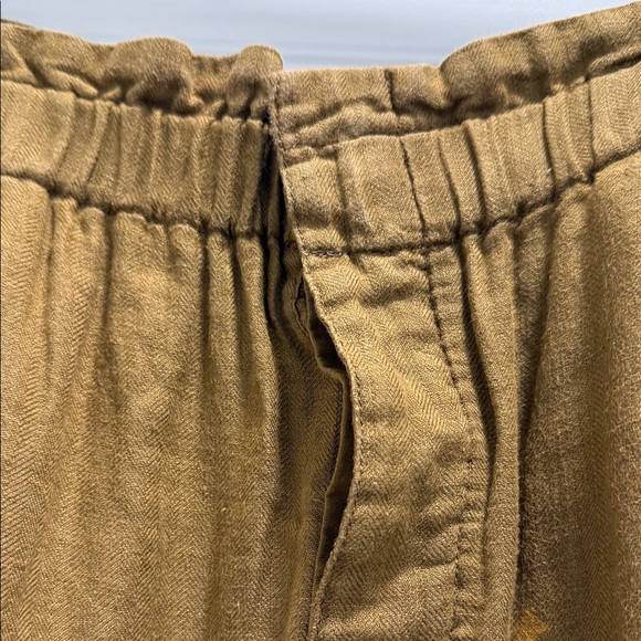 Free People paper bag high waisted Brown Pants 100% linen cuffed hem large - Picture 2 of 12